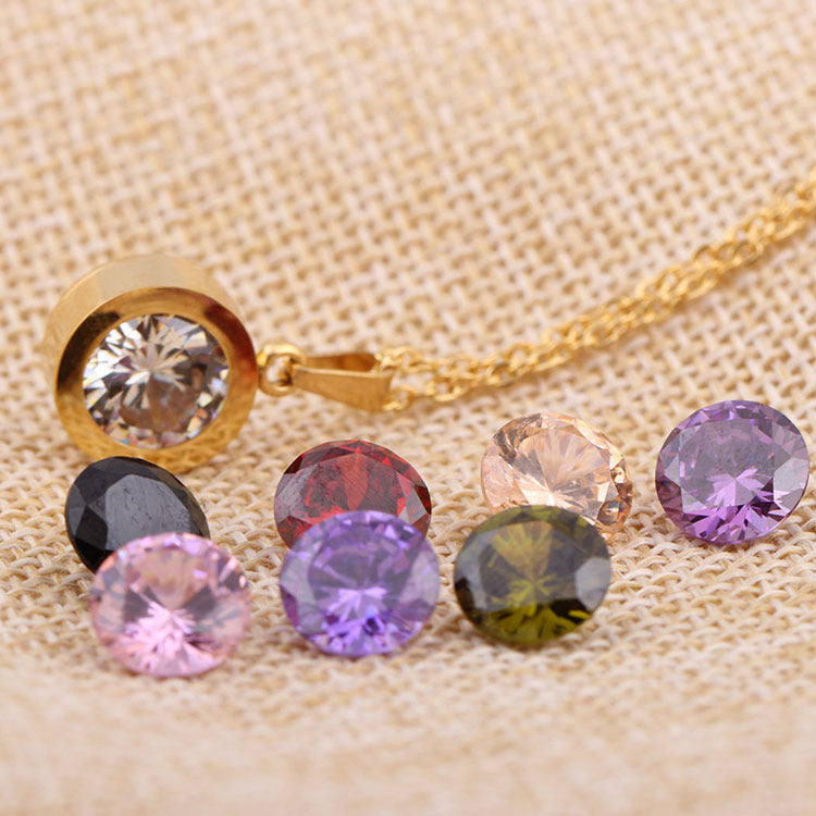 Wholesale Titanium steel stainless steel personality creative design ladies fashion DIY replaceable diamond 8 color necklace